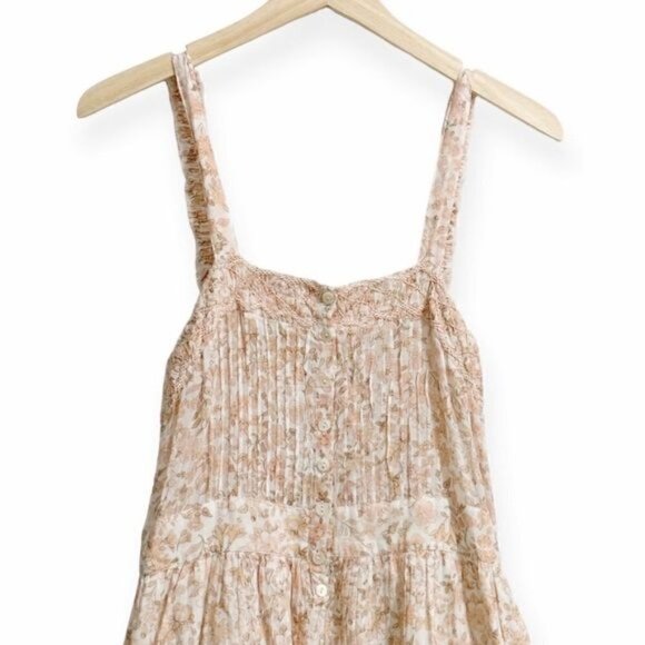 LoveShackFancy‎ Tove Floral Print Midi Dress, Size 2, Vanilla Foam - Picture 4 of 16